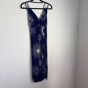 Urban outfitters Celestial Sun Moon Navy Blue Maxi Dress V-Neck Boho  XS strappy